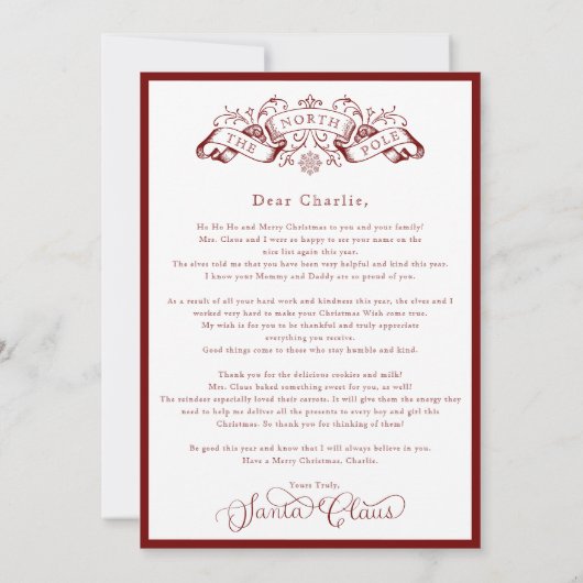Betoverende rode Kerstman Kerstdag brief (Achterkant)