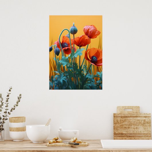 Betoverende rode klaprozen poster (Keuken)