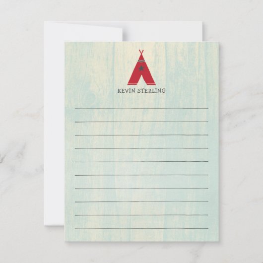 Betoverende Rode Tent op Turquoise Persoonlijk Notitiekaartje (Voorkant)