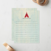 Betoverende Rode Tent op Turquoise Persoonlijk Notitiekaartje (Voorkant / Achterkant in situ)