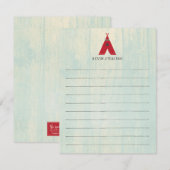 Betoverende Rode Tent op Turquoise Persoonlijk Notitiekaartje (Voorkant / Achterkant)