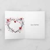Betoverende rode Waterverf hartvormige krans Bedankkaart (Binnen)