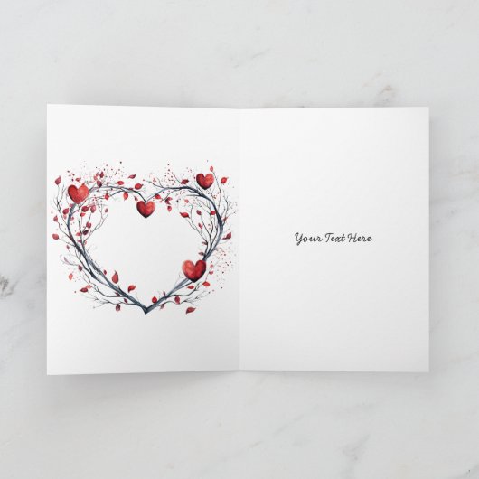 Betoverende rode Waterverf hartvormige krans Bedankkaart (Binnen)