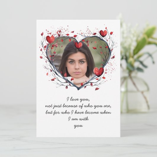 Betoverende rode Waterverf hartvormige krans Feestdagenkaart (Staand voorkant)