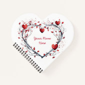 Betoverende rode Waterverf hartvormige krans Notitieboek (Voorkant)