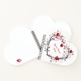 Betoverende rode Waterverf hartvormige krans Notitieboek