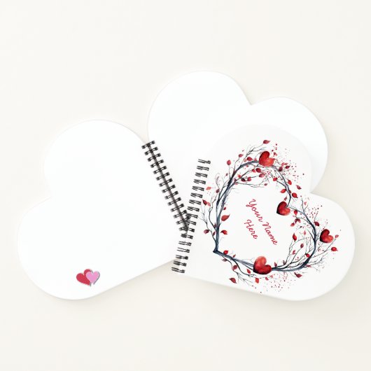 Betoverende rode Waterverf hartvormige krans Notitieboek (Binnen)