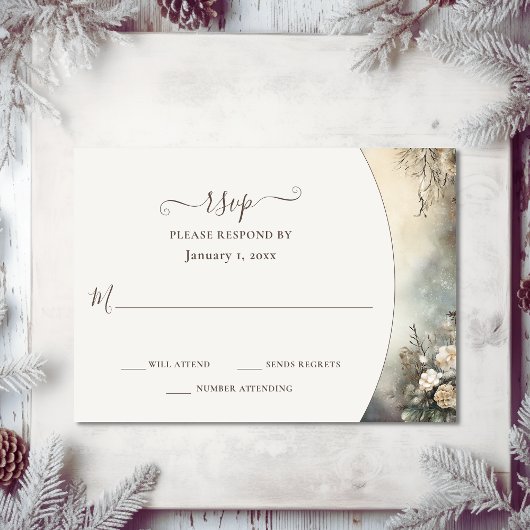 betoverende romantische winter tuin bloemenbruilof RSVP kaartje