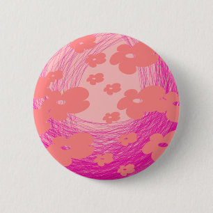 betoverende roze bloem ronde button 5,7 cm