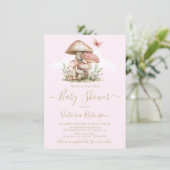 Betoverende roze bos paddestoel Baby shower Kaart (Staand voorkant)