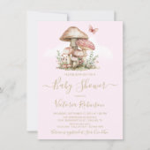 Betoverende roze bos paddestoel Baby shower Kaart (Voorkant)