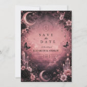 Betoverende Roze Gothische Bruiloft Save The Date (Voorkant)