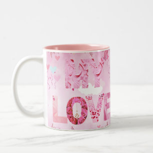 Betoverende roze thema My Love typografische Mok