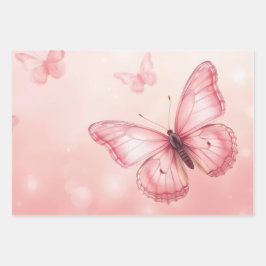 betoverende roze vlinders inpakpapier vel
