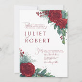 Betoverende Rozen Holly Berry Ivy Kerstbruiloft Kaart (Voorkant)