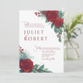 Betoverende Rozen Holly Berry Ivy Kerstbruiloft Kaart (Staand voorkant)