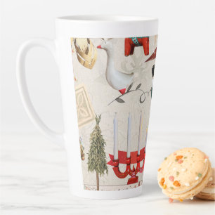 Betoverende Scandinavische volks kerst Latte Mok
