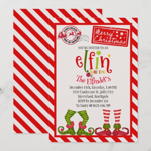 Betoverende Schattigee Elf Vakantie Party Uitnodig Kaart (Voorkant / Achterkant)