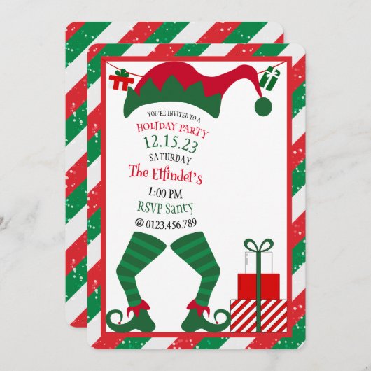 Betoverende Schattigee Elf Vakantie Party Uitnodig Kaart (Voorkant / Achterkant)