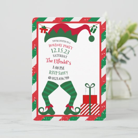 Betoverende Schattigee Elf Vakantie Party Uitnodig Kaart (Staand voorkant)