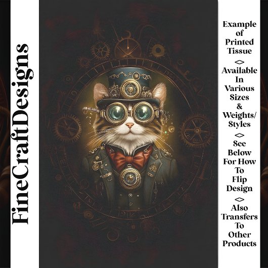 Betoverende Schattigee Steampunk Cat G6 Decoupage Tissuepapier