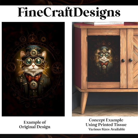 Betoverende Schattigee Steampunk Cat G6 Decoupage Tissuepapier