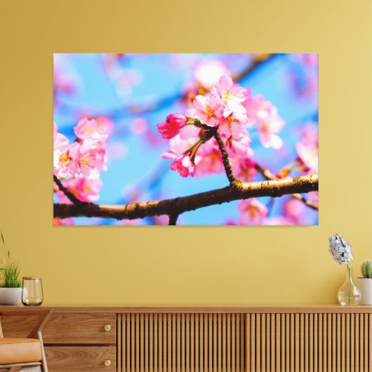 Betoverende schoonheid van kersenbloesems in de le canvas afdruk (Insitu (Woonkamer))
