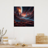 Betoverende Sci-Fi Surreal Buitenaardse Wereld Poster (Keuken)