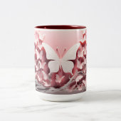betoverende sip: 3D pastel roze vlinder Mok (Center)