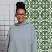 betoverende smaragdgroene symmetrische bloemen tegeltje