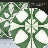 betoverende smaragdgroene symmetrische bloemen tegeltje