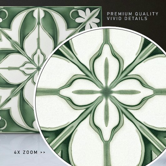 betoverende smaragdgroene symmetrische bloemen tegeltje