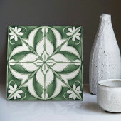 betoverende smaragdgroene symmetrische bloemen tegeltje