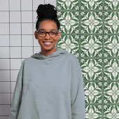 betoverende smaragdgroene symmetrische bloemen tegeltje