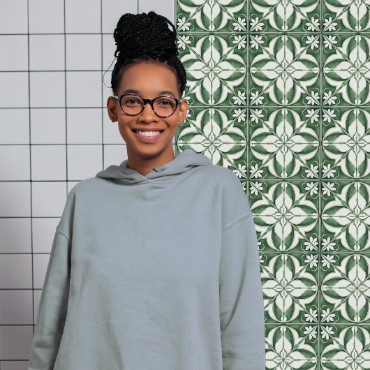 betoverende smaragdgroene symmetrische bloemen tegeltje