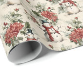 betoverende  sneeuwman vakantie scène cadeaupapier (Rol Hoek)