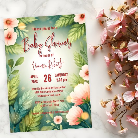 Betoverende Springtime Blossom Baby shower Kaart