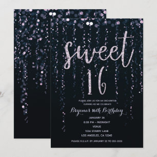 Betoverende Sterrenlicht Lavendel Paars Sweet 16 Kaart