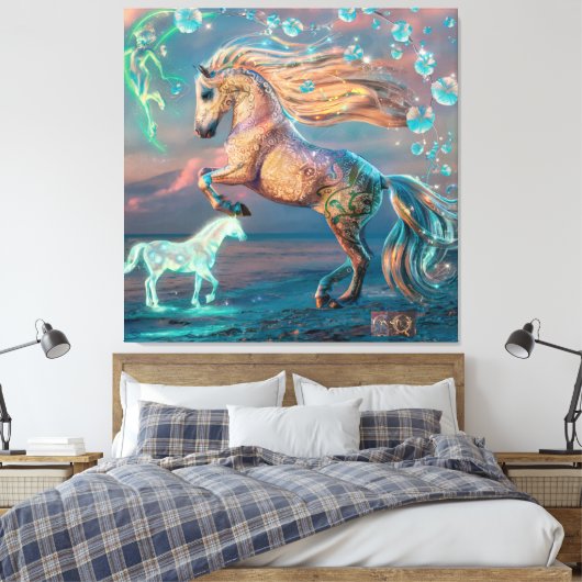 betoverende strandpaarden canvas kunst (Insitu (Slaapkamer))