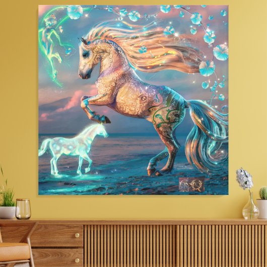 betoverende strandpaarden canvas kunst (Insitu (Woonkamer))
