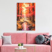 betoverende stroom herfst esdoorn bos fijne kunst canvas afdruk (Insitu (Woonkamer))