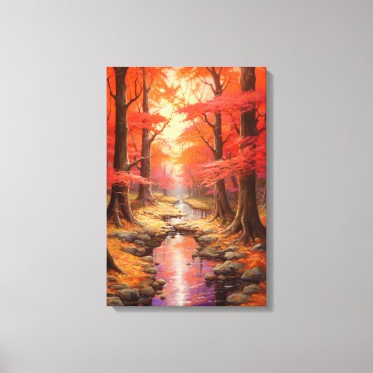 betoverende stroom herfst esdoorn bos fijne kunst canvas afdruk (Voorkant)