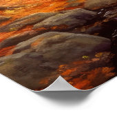 betoverende stroom herfst esdoorn bos fijne kunst poster (Hoek)