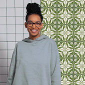 Betoverende symmetrische olijfgroene Peridot Flora Tegeltje