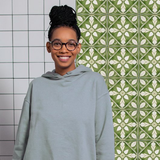 Betoverende symmetrische olijfgroene Peridot Flora Tegeltje