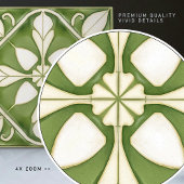 Betoverende symmetrische olijfgroene Peridot Flora Tegeltje