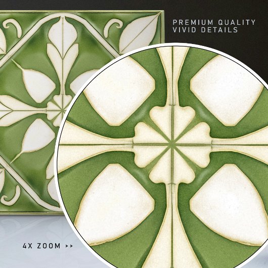 Betoverende symmetrische olijfgroene Peridot Flora Tegeltje