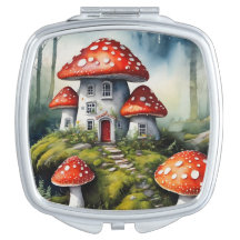 Betoverende Toadstool House Compact Mirror
