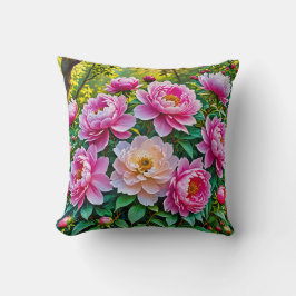 Betoverende tuin van bloeiende pioenen kussen