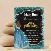 Betoverende Turquoise Glitter Prinses Quinceañera Kaart